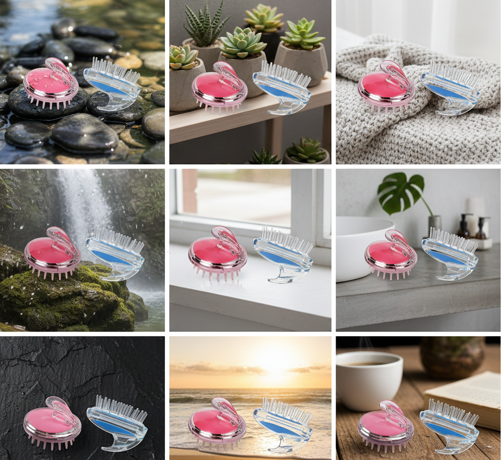 Hair Wash Brush & Scalp Massager – Soft Silicone Bristle Shampoo Brush for Dandruff Removal, Deep Scalp Cleansing, Anti-Itch Hair Care, Hair Growth Stimulator & Anti-Hair Fall Tool