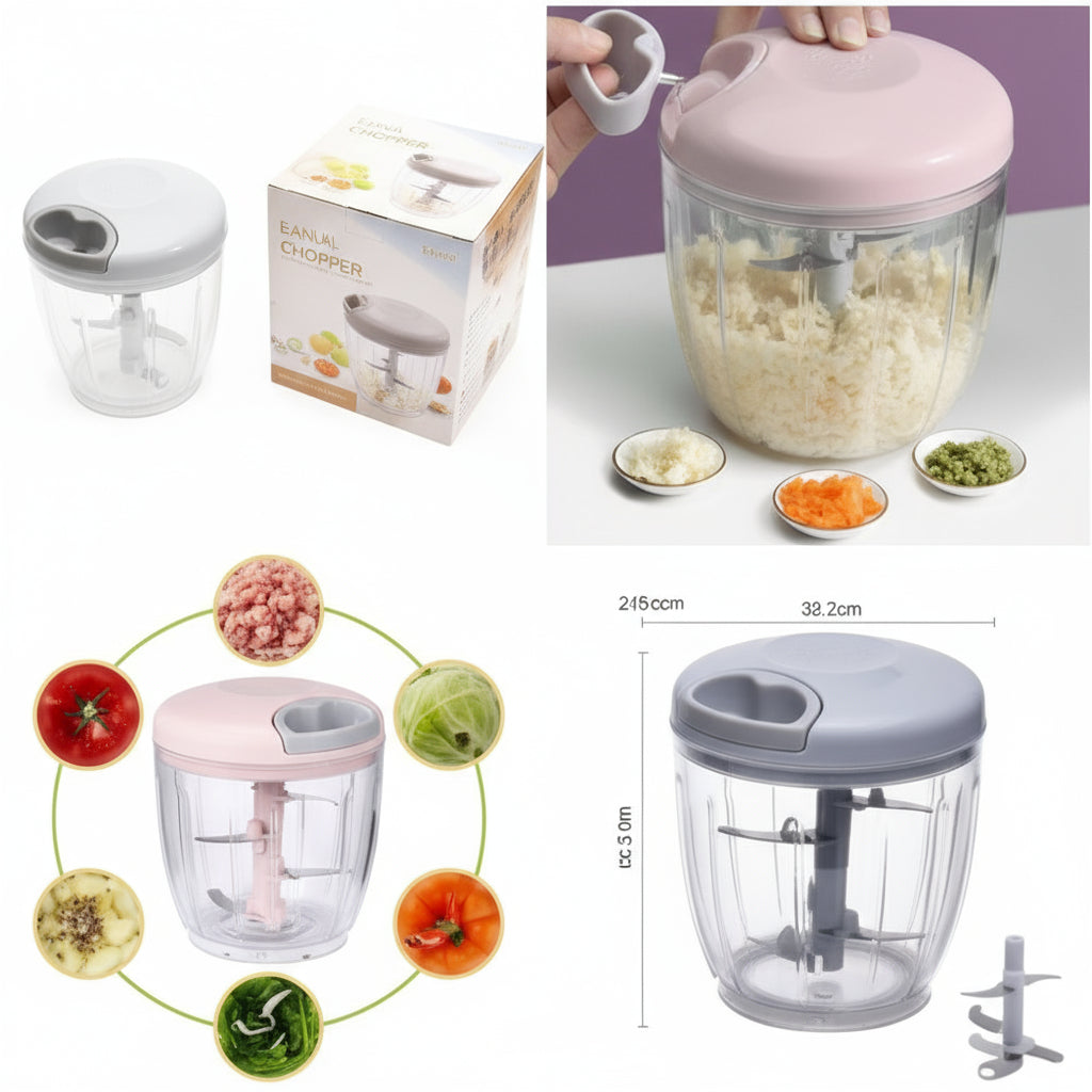 Mini Hand-Powered Garlic Chopper – Pull String Food Mincer & Grinder