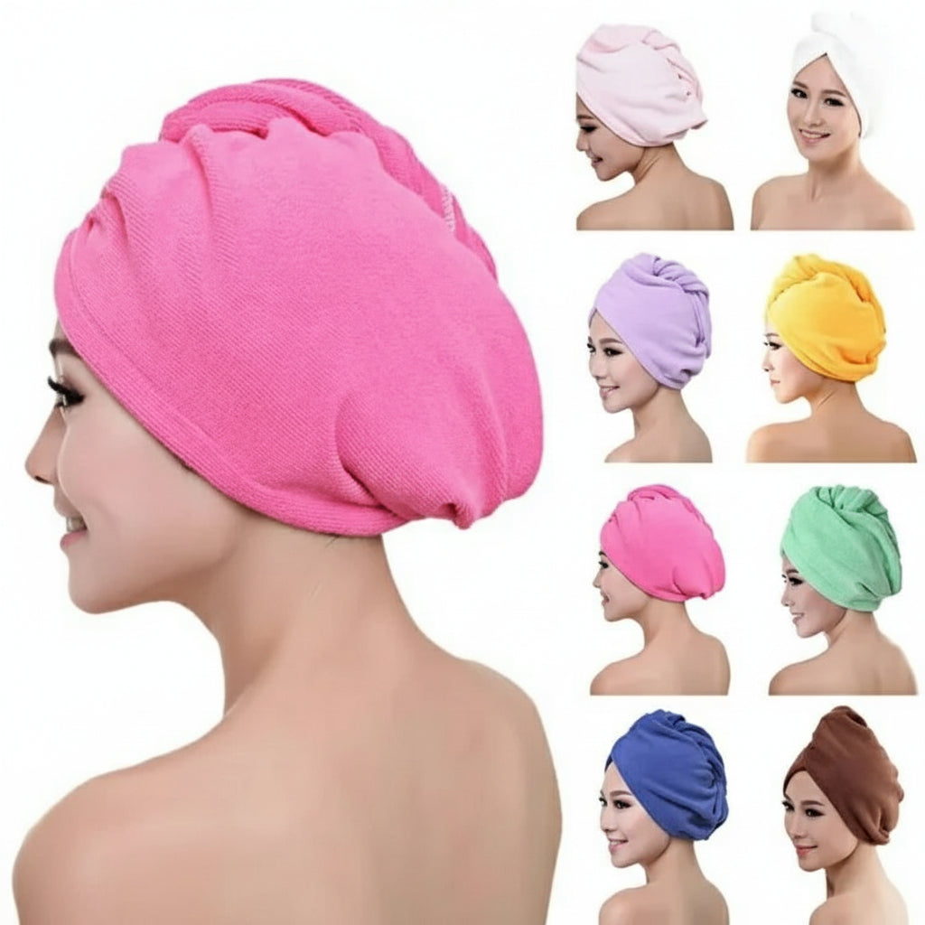 Hair Towel Wrap Cap – 100% Cotton Quick Dry Turban for Fast Drying, Curly & Long Hair