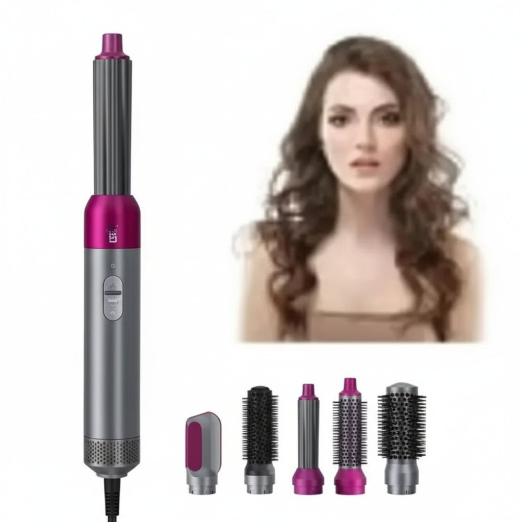 5-in-1 Hair Dryer Brush Set – Electric Blow Dryer, Volumizer, Straightener, Curling Brush & Hot Air Comb