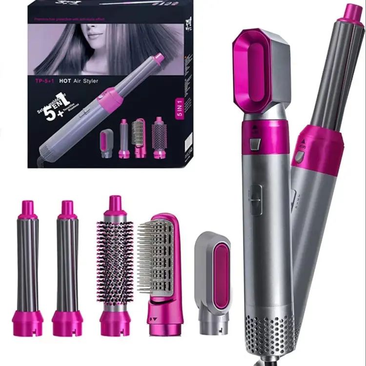 5-in-1 Hair Dryer Brush Set – Electric Blow Dryer, Volumizer, Straightener, Curling Brush & Hot Air Comb