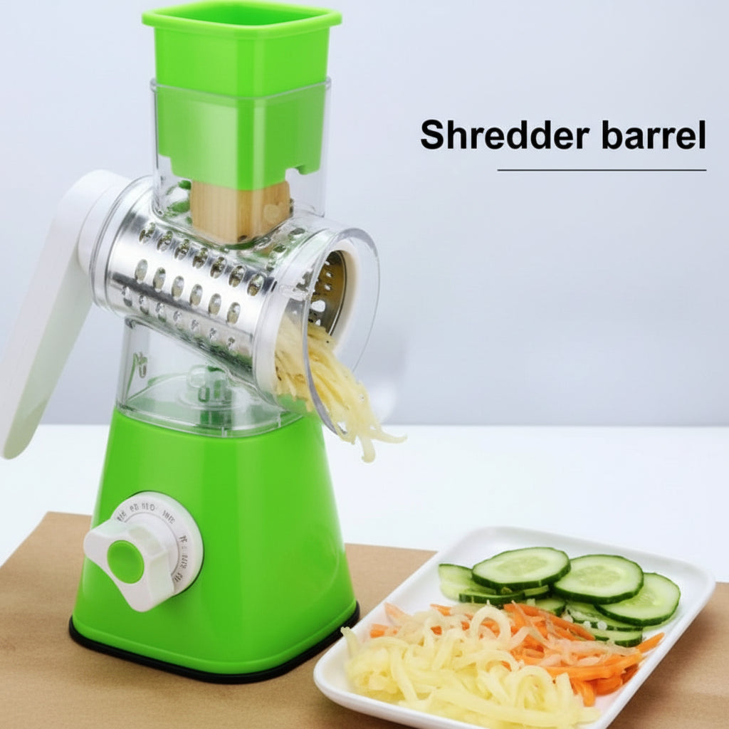 Drum Vegetable Cutter – 3-in-1 Rotary Cheese & Vegetable Grater, Slicer, and Shredder