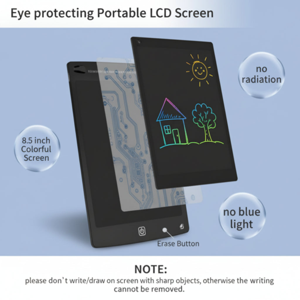 Hardbound 8.5-Inch LCD Writing Pad – Reusable Digital Drawing & Writing Tablet