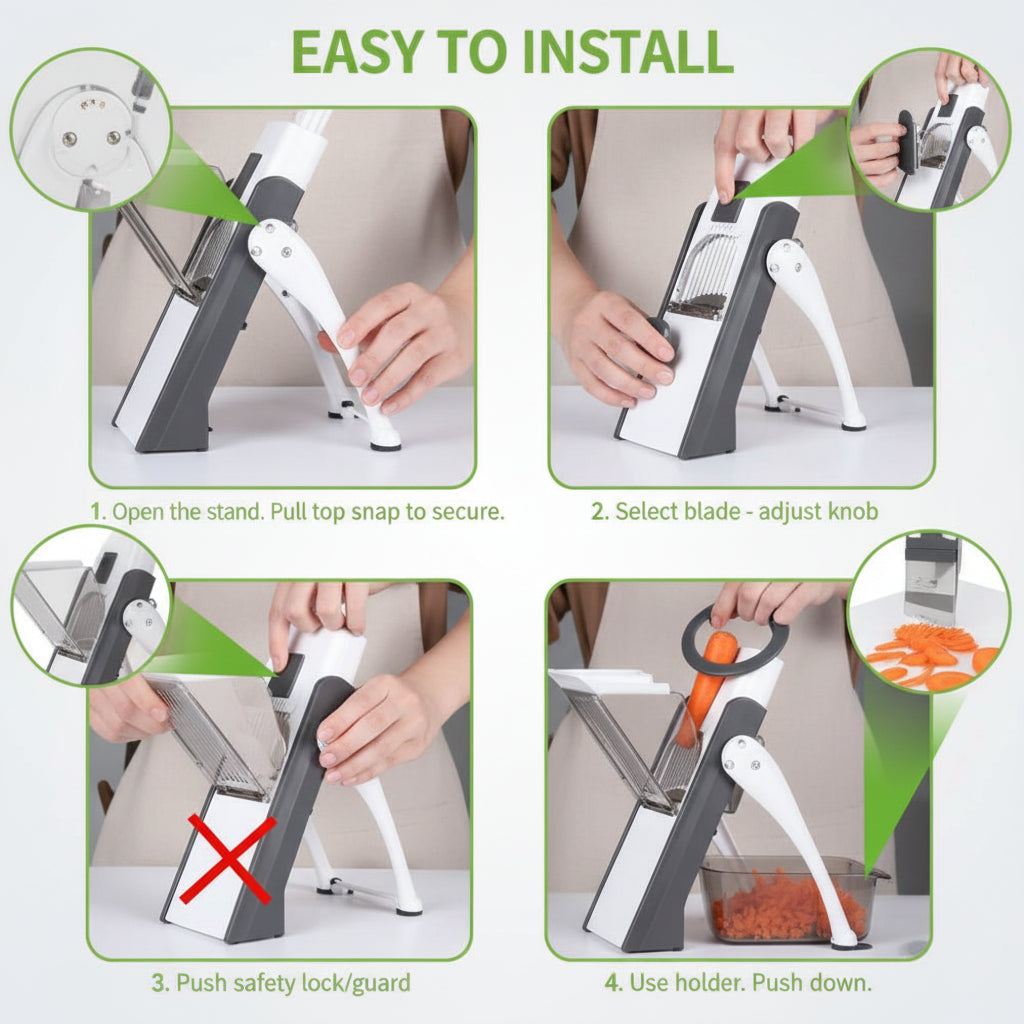 Mandoline Vegetable Cutter – Adjustable Multi-Function Vertical Chopper & Slicer