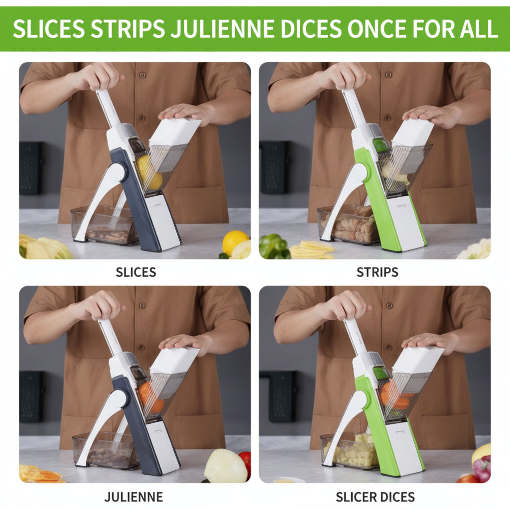 Mandoline Vegetable Cutter – Adjustable Multi-Function Vertical Chopper & Slicer