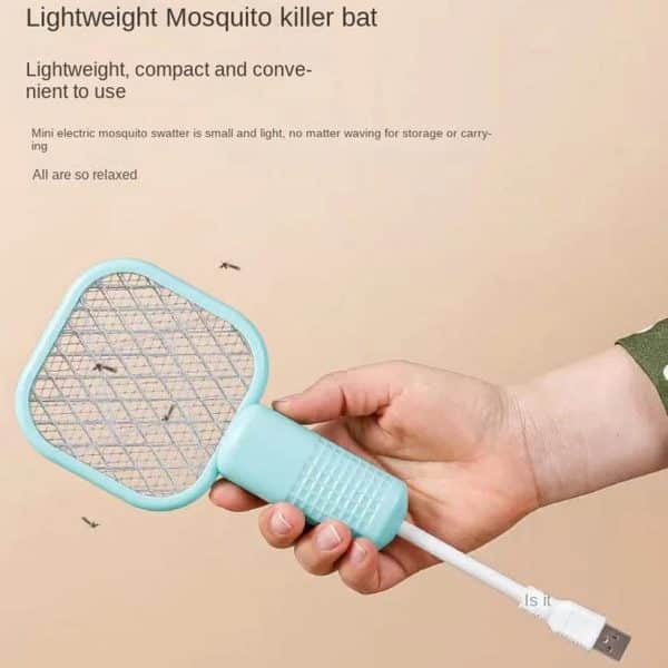 USB Mini Electric Mosquito Racket – Rechargeable Fly Swatter (Random Color)