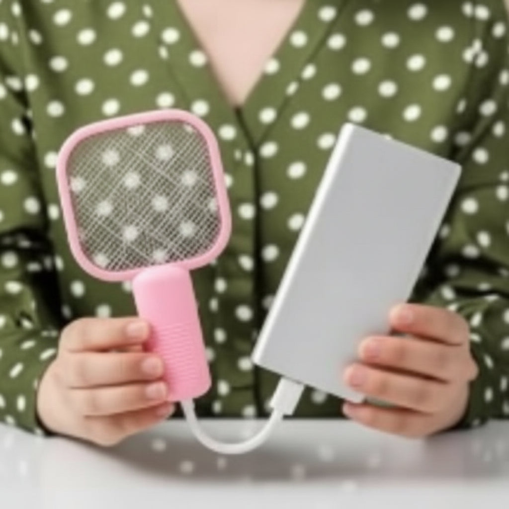 USB Mini Electric Mosquito Racket – Rechargeable Fly Swatter (Random Color)