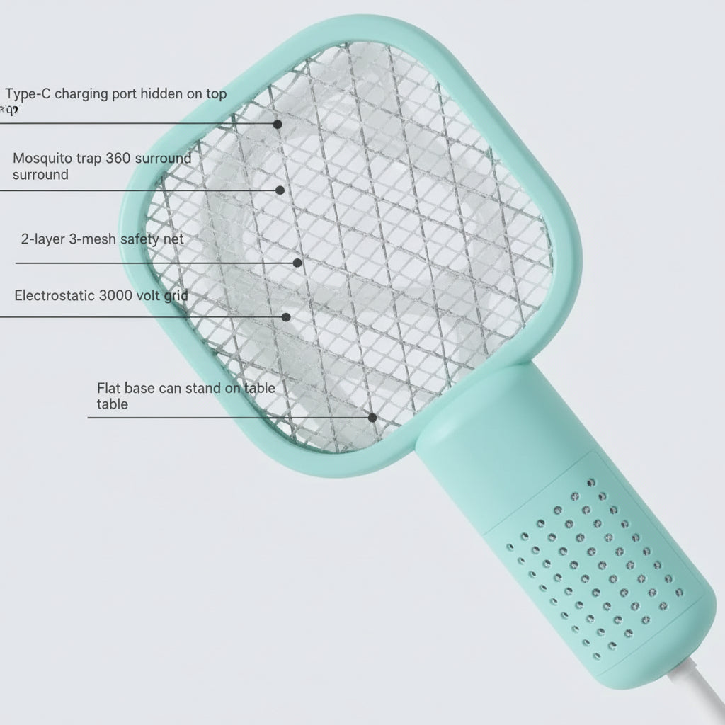 USB Mini Electric Mosquito Racket – Rechargeable Fly Swatter (Random Color)