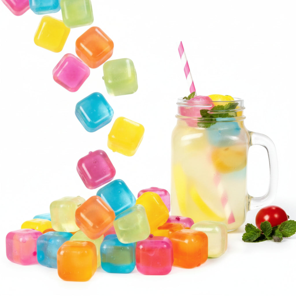 Reusable Ice Cubes – Pack of 12 Colorful Square Ice Cubes Filled with Pure Water