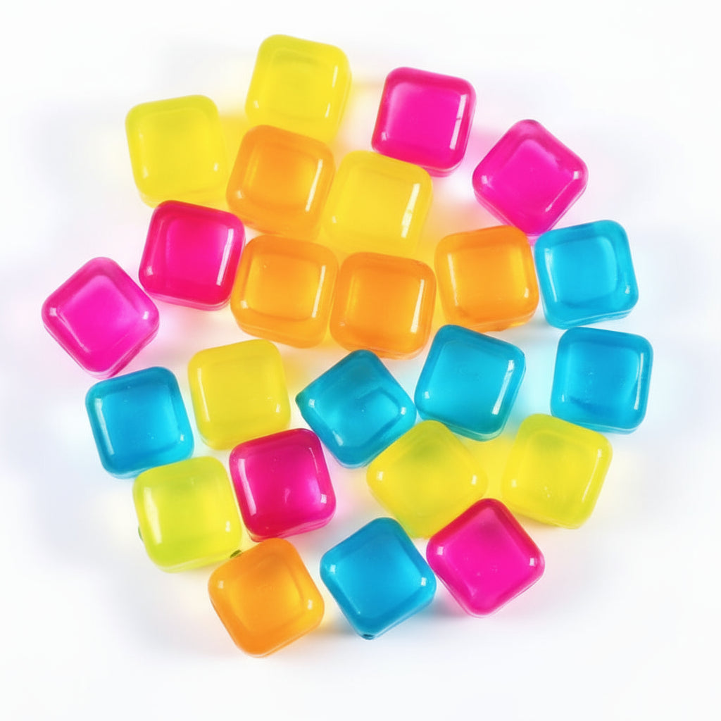 Reusable Ice Cubes – Pack of 12 Colorful Square Ice Cubes Filled with Pure Water
