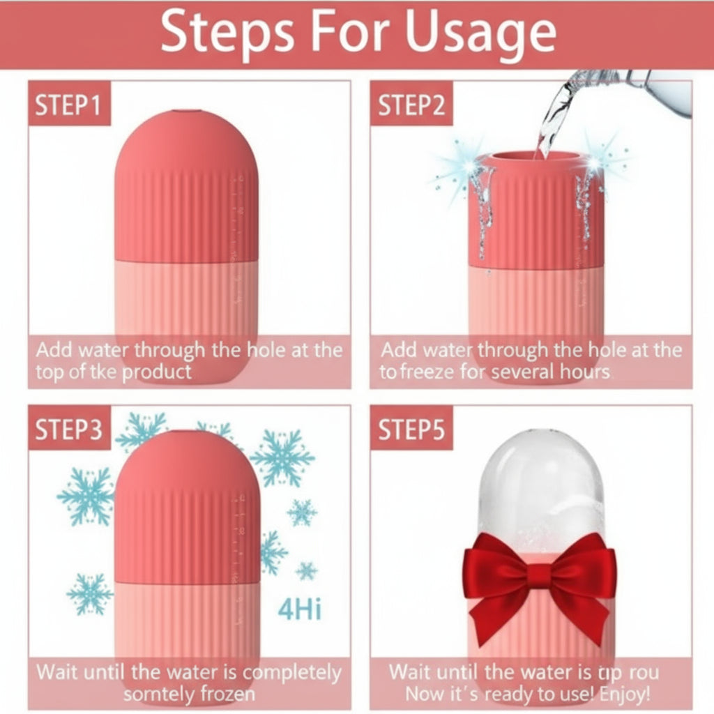 Reusable Silicone Ice Roller Cube – Facial Massage & Skin Tightening Tool